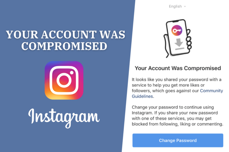 Votre compte a été compromis message Instagram