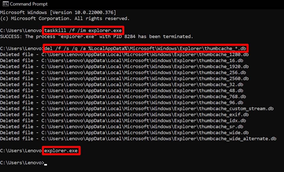 riavvia Windows explorer