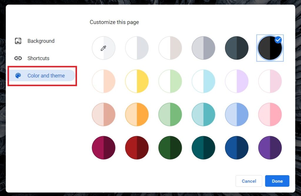 Изменить фон Google
