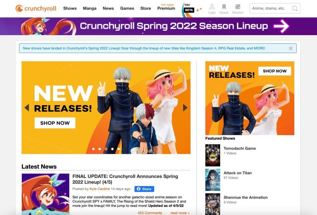 Crunchyroll - Melhor Alternativa ao KissCartoon