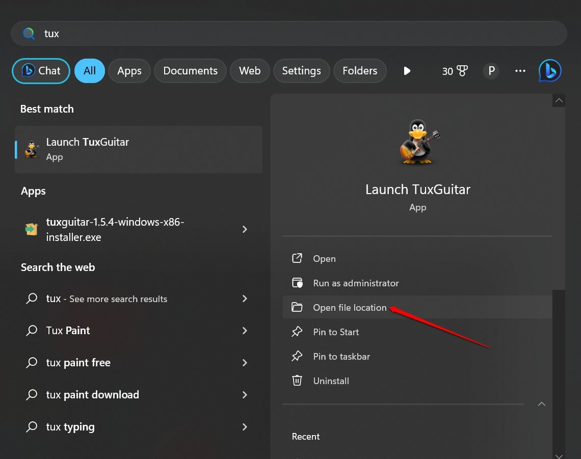 apri posizione file di un'app Windows