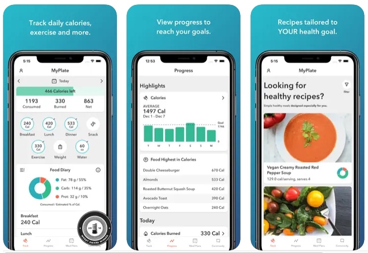 MyPlate Kalorienzähler - Kalorienzähler-App für Android und iOS