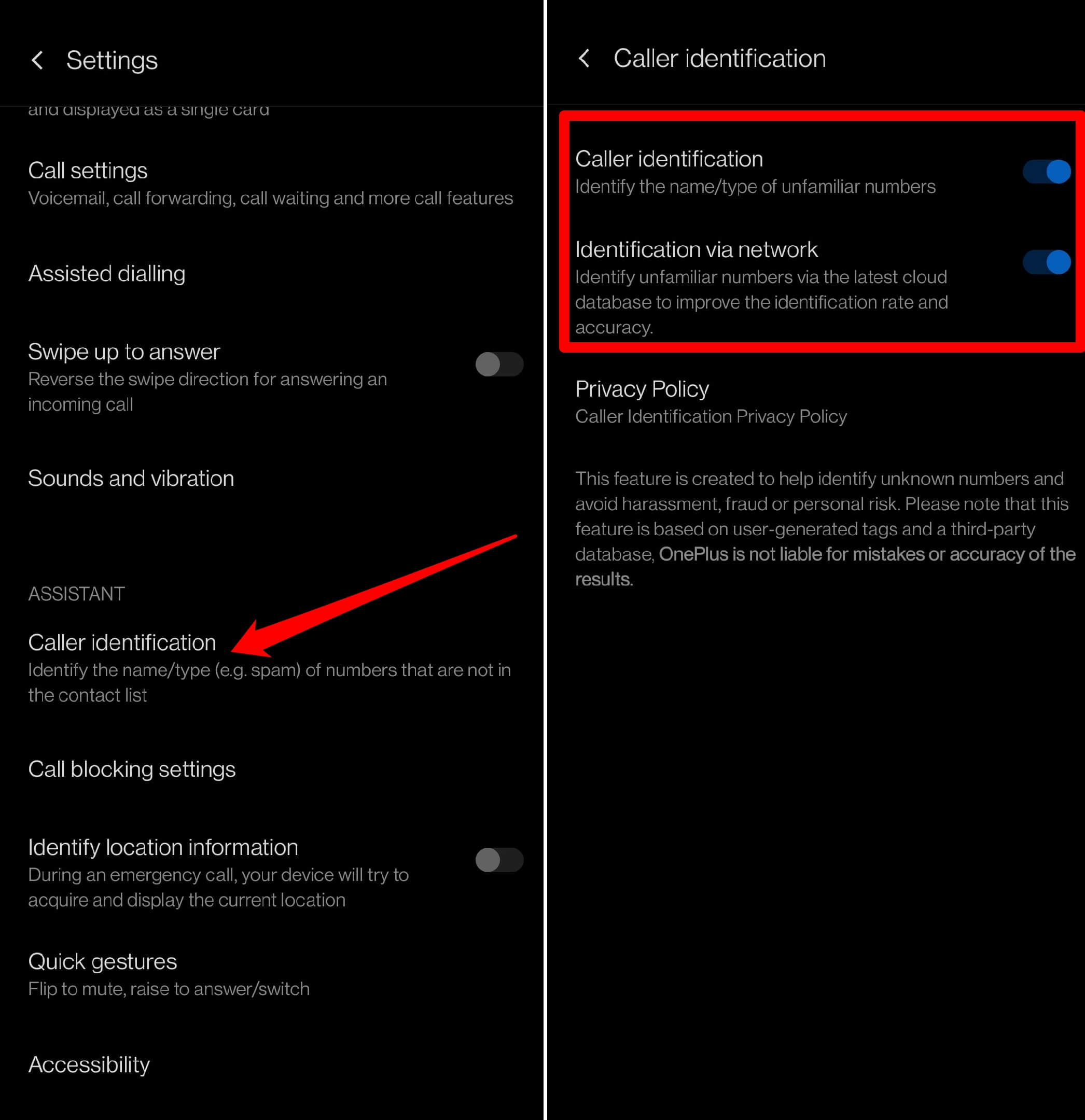 habilitar identificación del llamante en la aplicación del teléfono Android