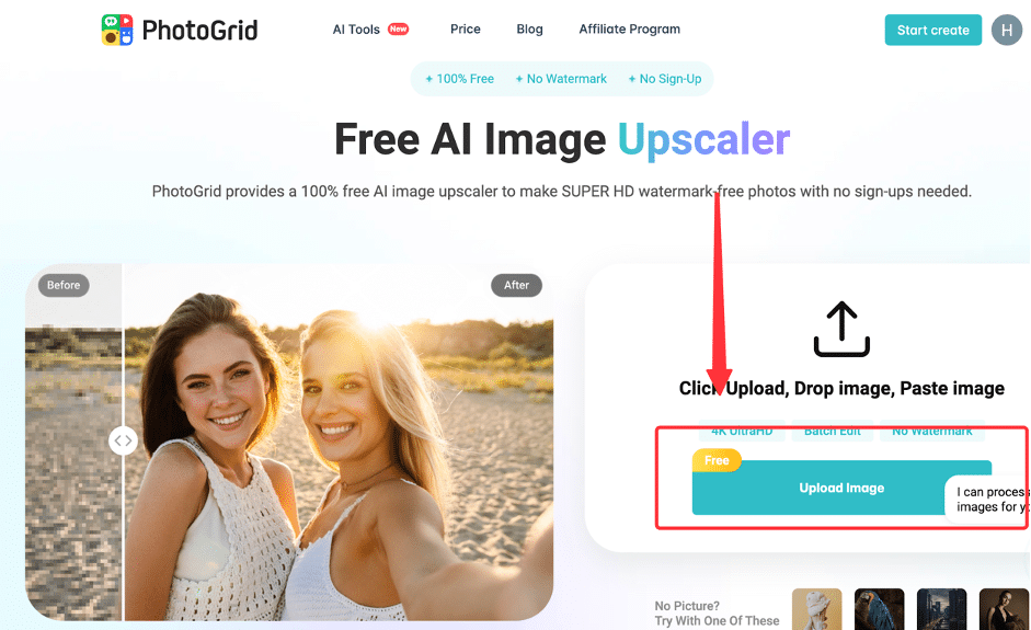 Critique de PhotoGrid : Meilleur Agrandisseur d'Image AI Gratuit