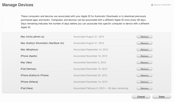 Più di cinque dispositivi familiari che condividono un singolo account iTunes