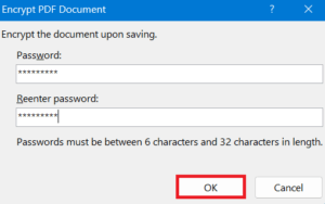 Créer un mot de passe pour le fichier pdf