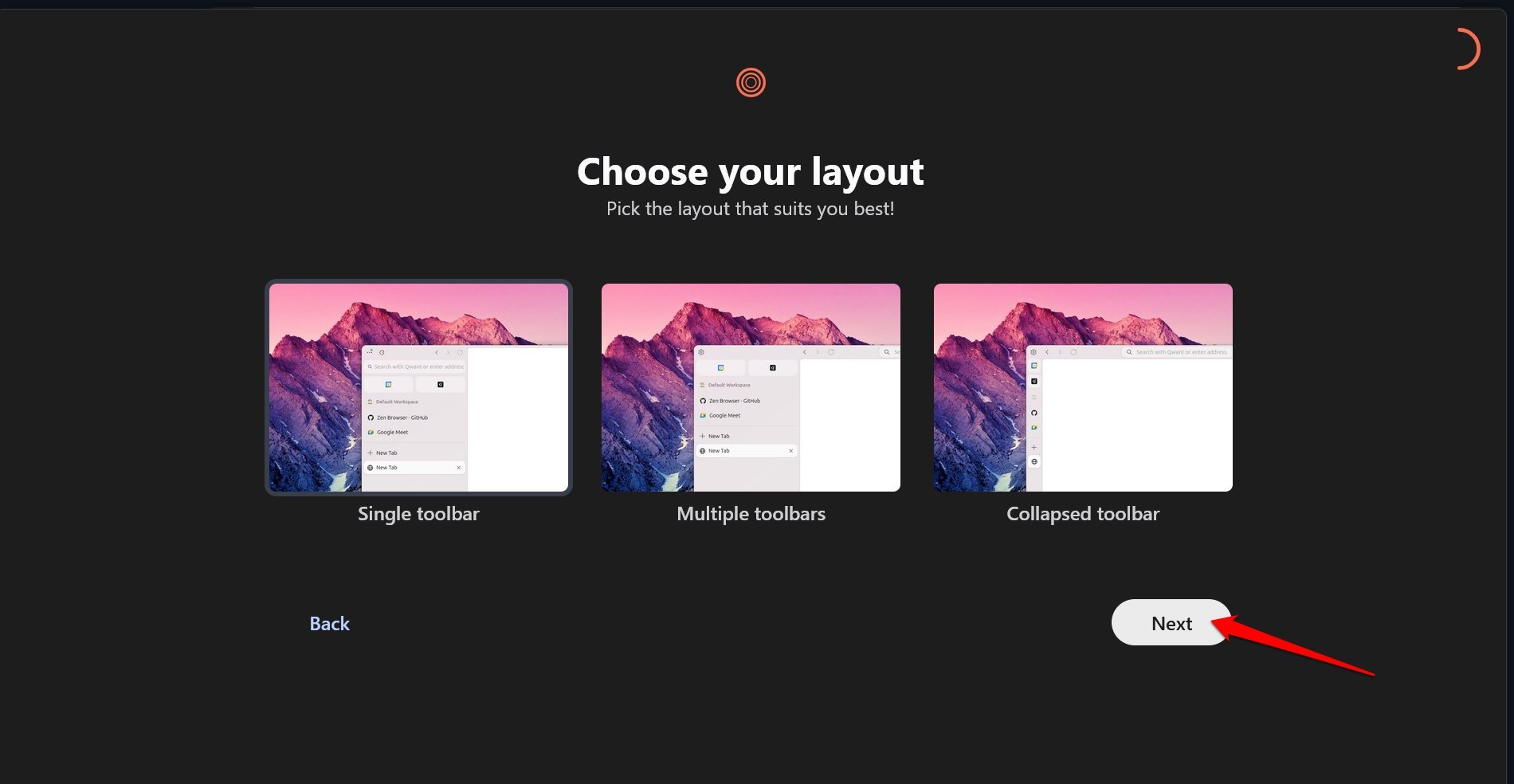 Ändern Sie das Toolbar-Layout im Zen-Browser