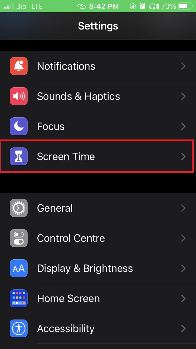 tiempo de pantalla iOS