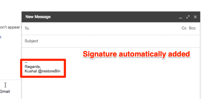 Signature ajoutée automatiquement dans la composition Gmail