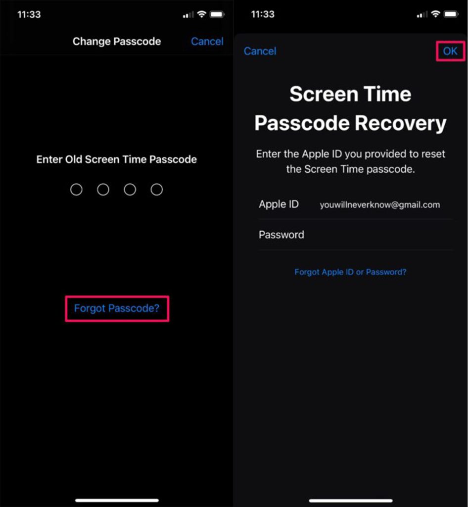 Reset Screen Time Passcode