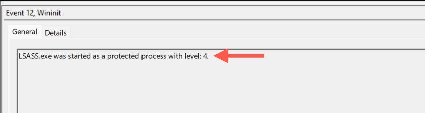 LSASS.exe è stato avviato come processo protetto con livello: 4 - La protezione dell'autorità di sicurezza locale è disattivata