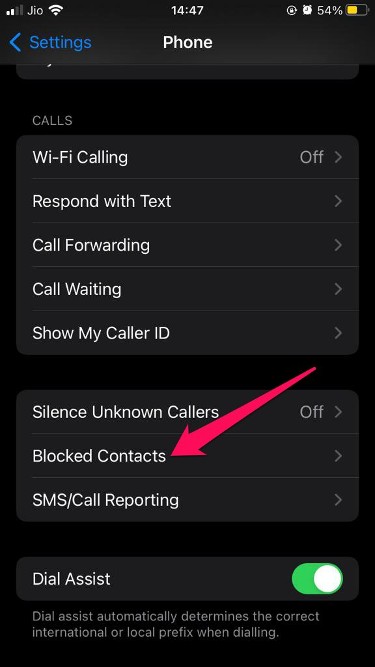 Números bloqueados en iPhone