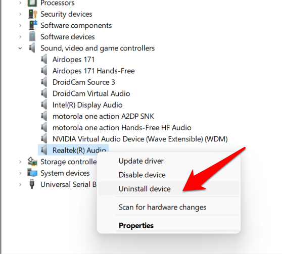 desinstalar controladores de audio realtek windows 11