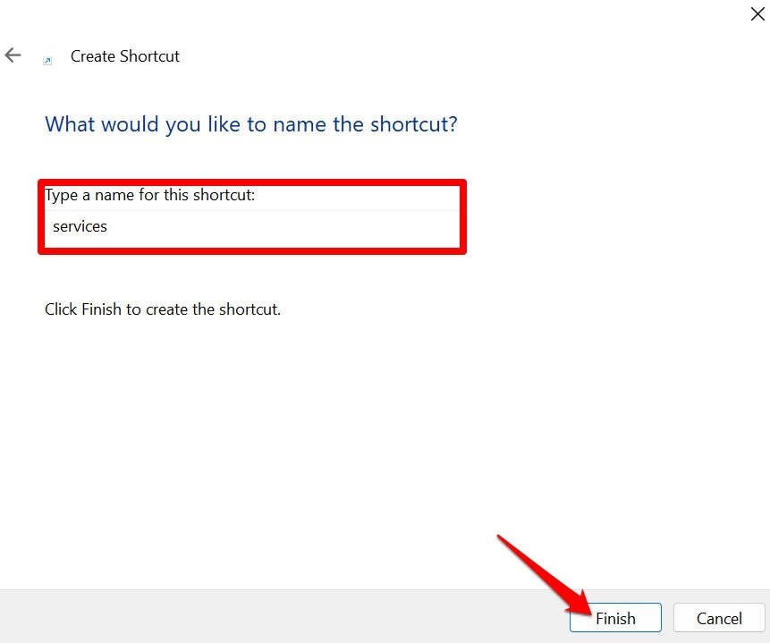establecer un nombre para el acceso directo de Windows