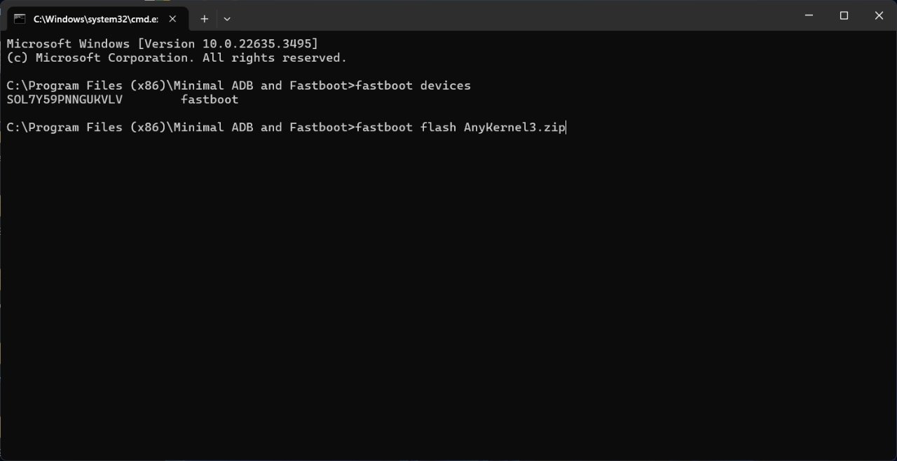 ファストブート経由でAnyKernel3 zipをフラッシュ