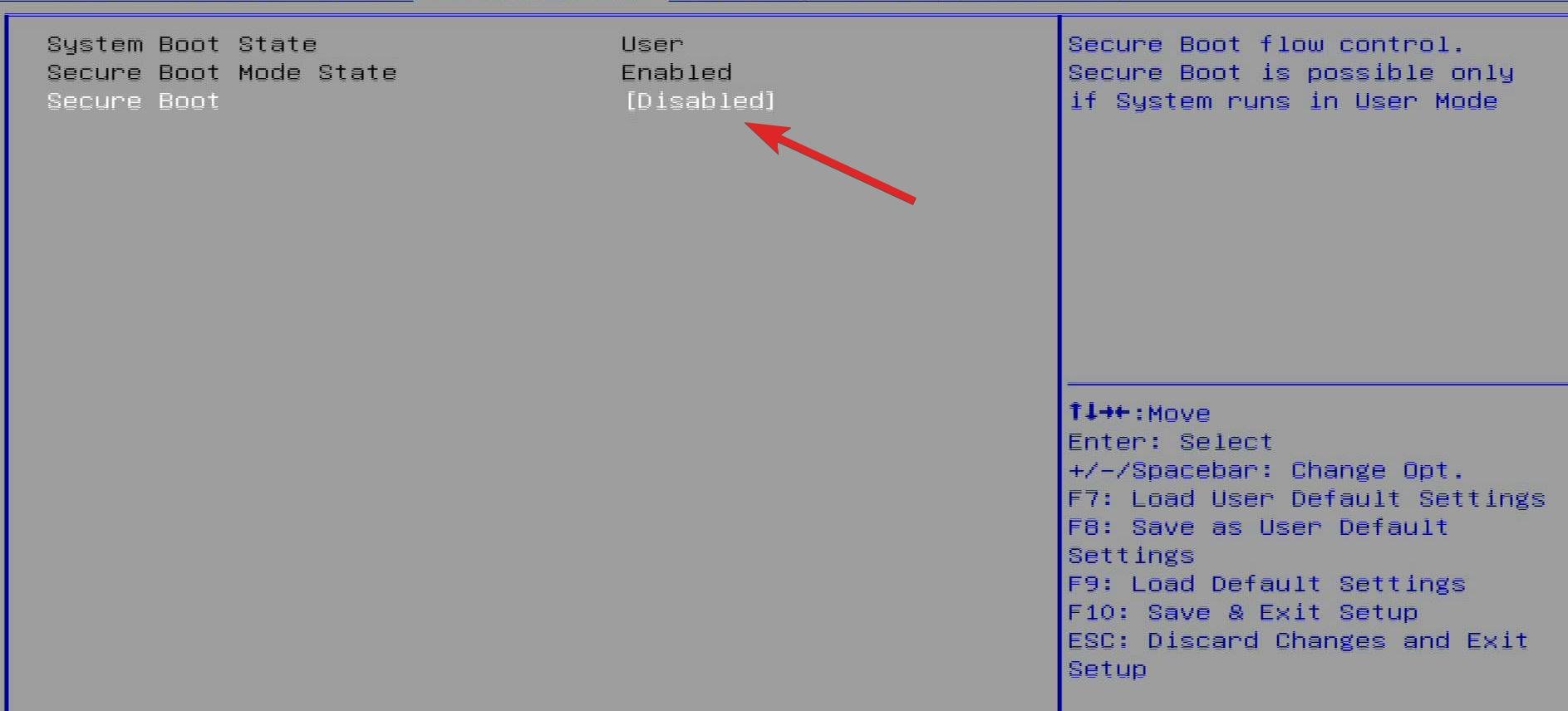 Secure Boot-Option in den BIOS-Einstellungen ausgegraut