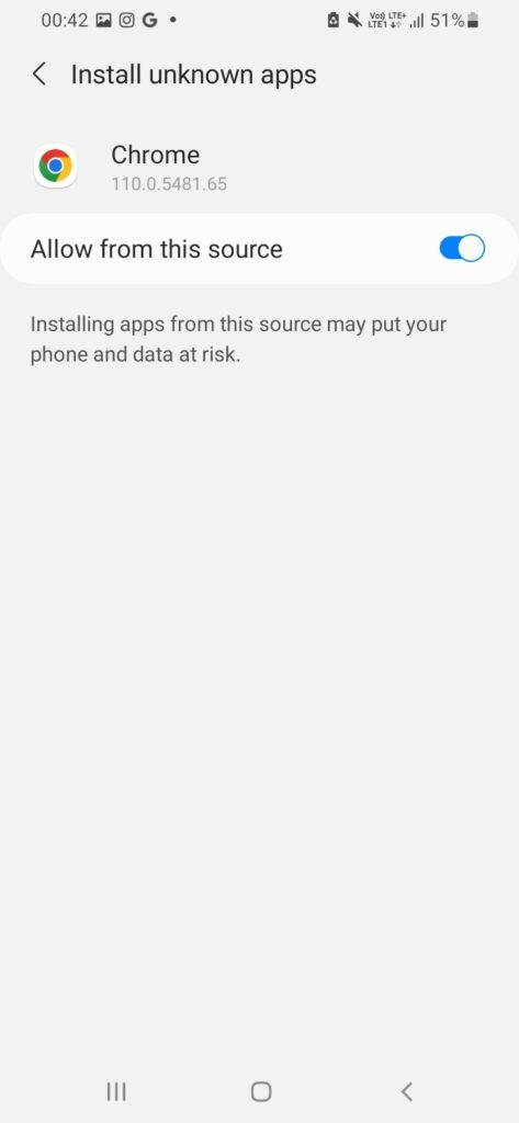 Installa app sconosciute da Chrome - Errore 