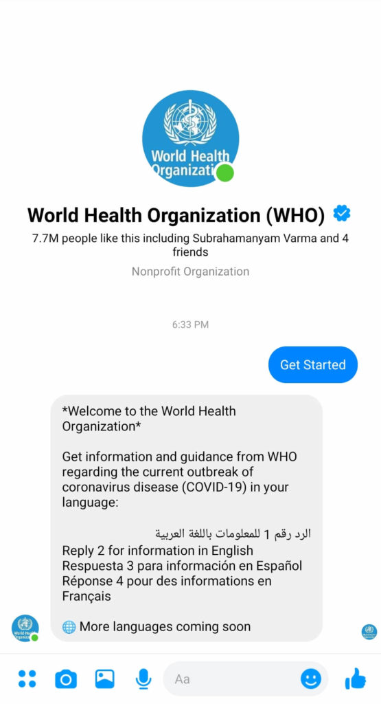 Chatbot do Messenger da OMS