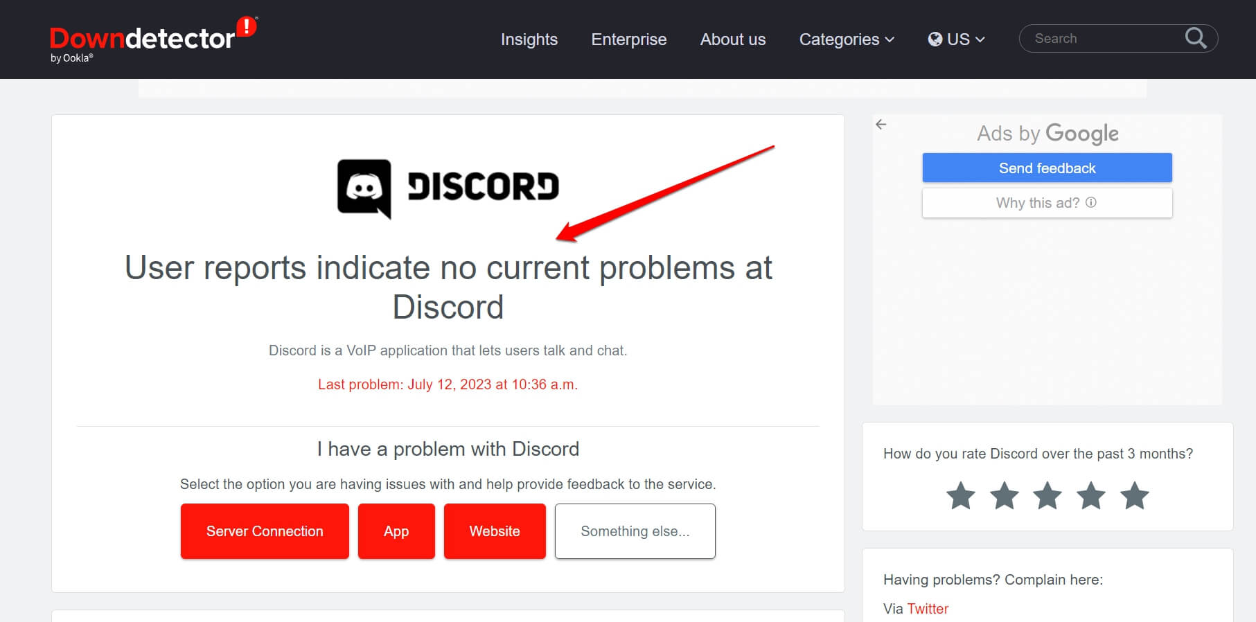 verificar si los servidores de Discord están caídos