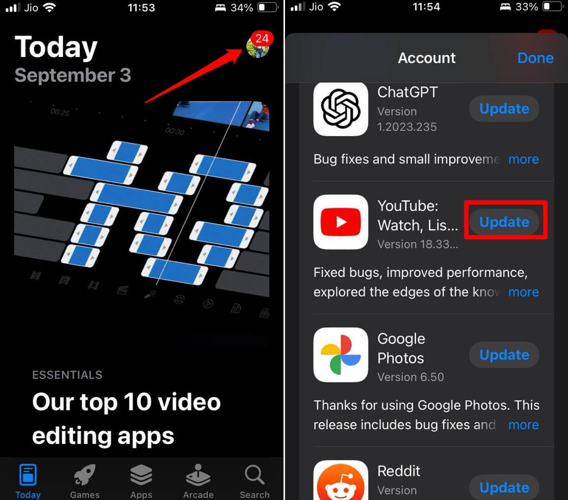 actualizar YouTube iOS
