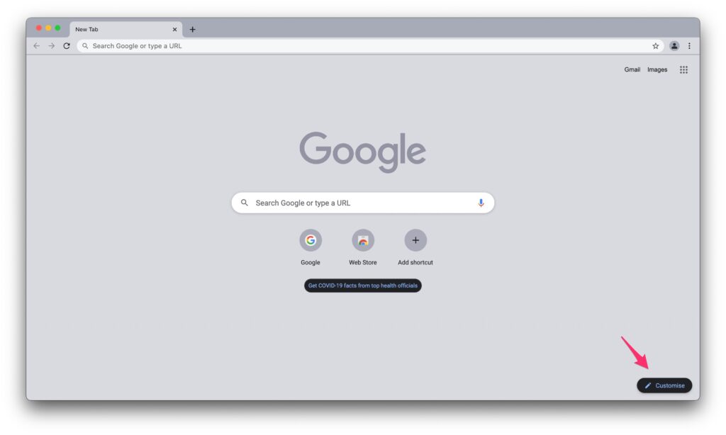 Изменить фон Google в Google Chrome