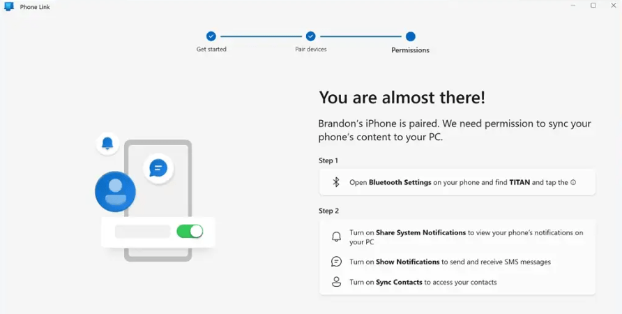 Phone Link-App auf Ihrem iPhone und bestätigen Sie den Code