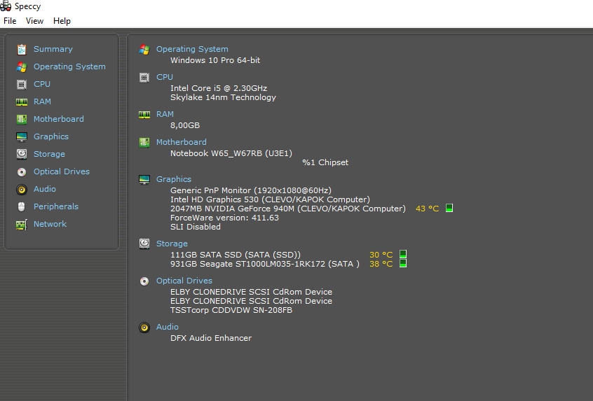 Speccy - Monitor della temperatura della CPU per Windows