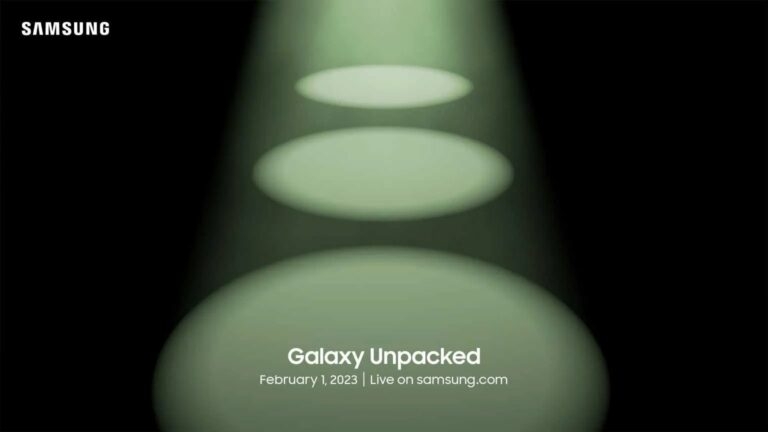Invito all'evento Unpacked di Samsung Galaxy S23