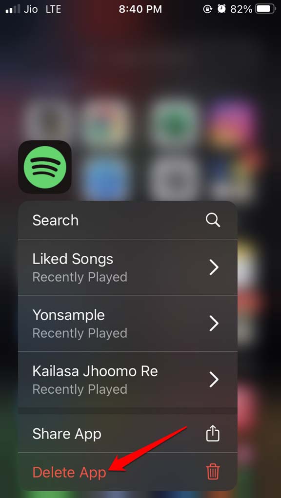 eliminar Spotify en iPhone