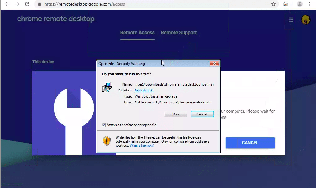Installa il file MSI su Windows