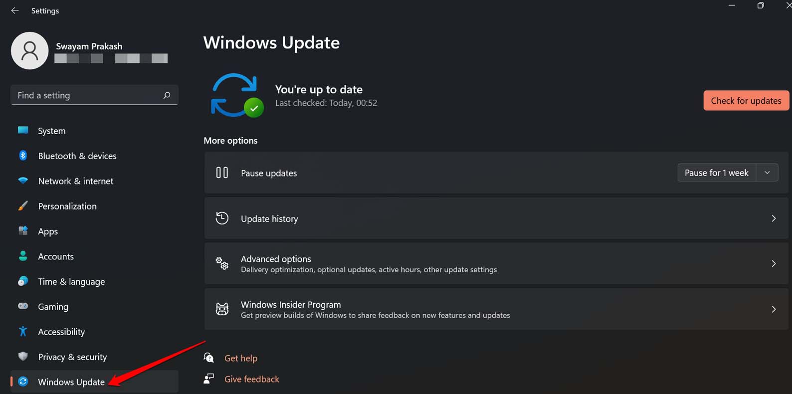 Windows 업데이트 클릭