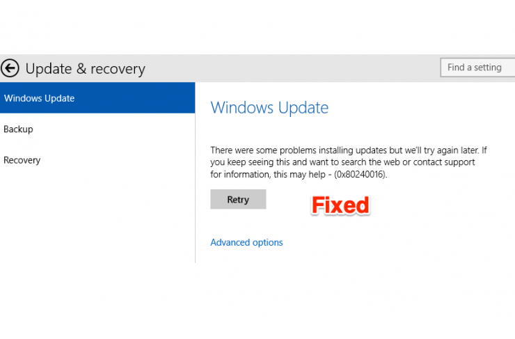 Código de Erro de Atualização do Windows 0x80240016