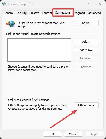 인터넷 속성 - ERR_SOCKET_NOT_CONNECTED