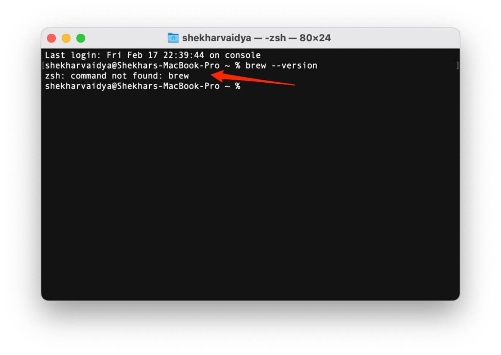 zsh: comando não encontrado: brew