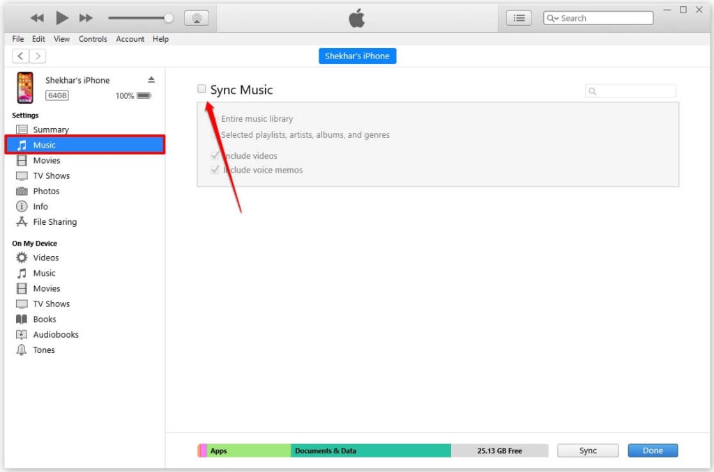 WindowsでiTunesを介して音楽を同期
