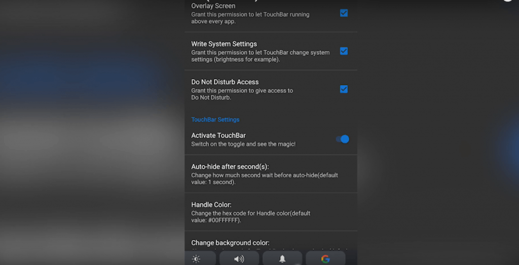 Touch Bar для Android