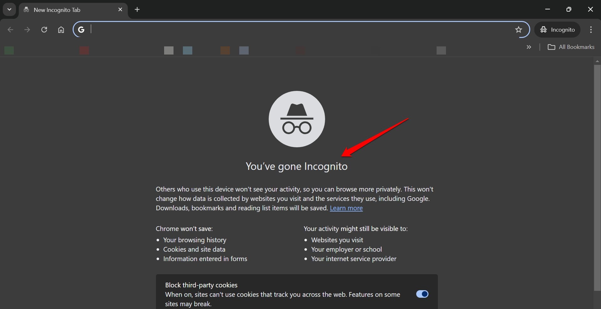 navegação anônima no PC