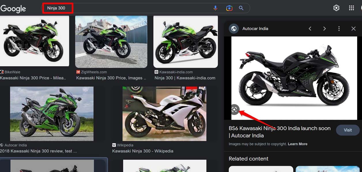 Google画像からLensを使用して画像を検索