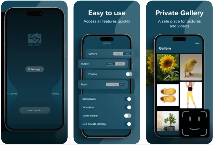 Discret - Caméra à écran noir - Applications de caméra espion et enregistreurs vidéo secrets