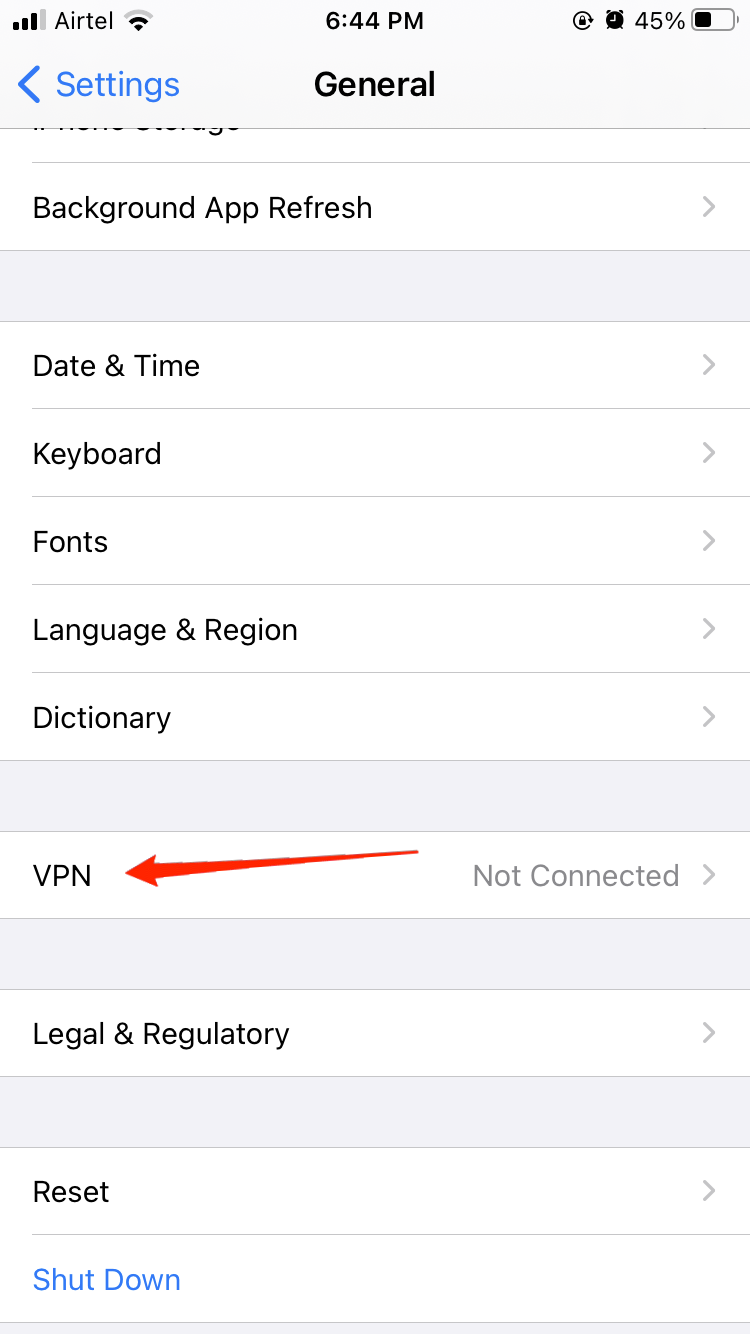 réglages vpn iphone