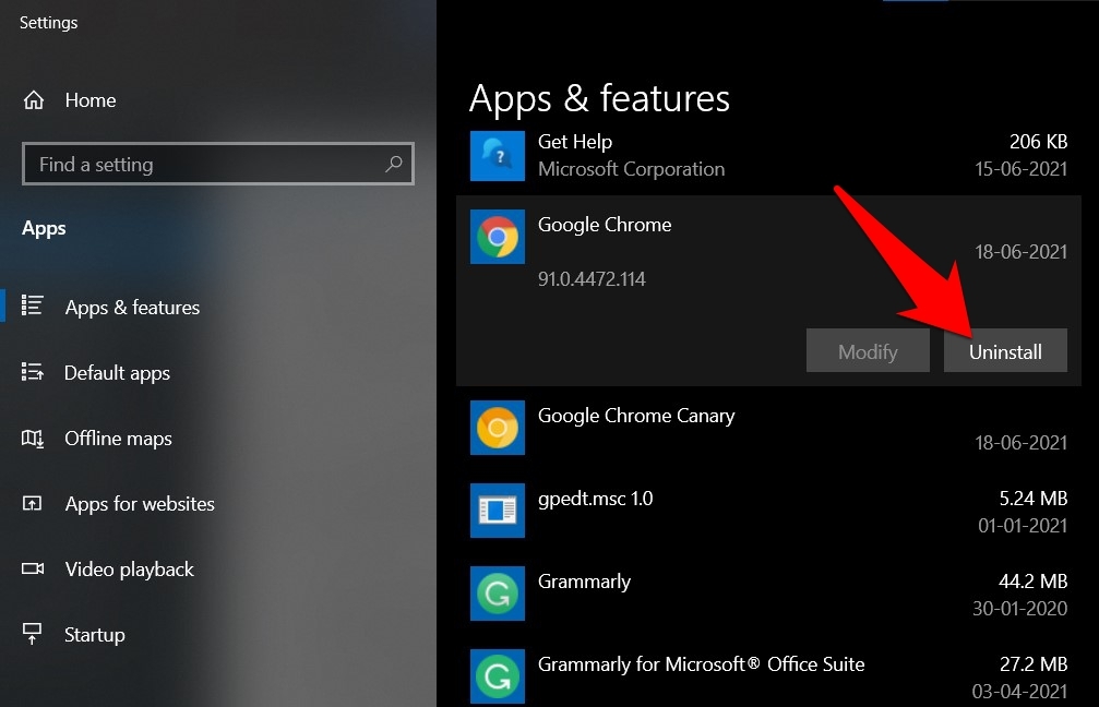 disinstalla browser google chrome da windows 10