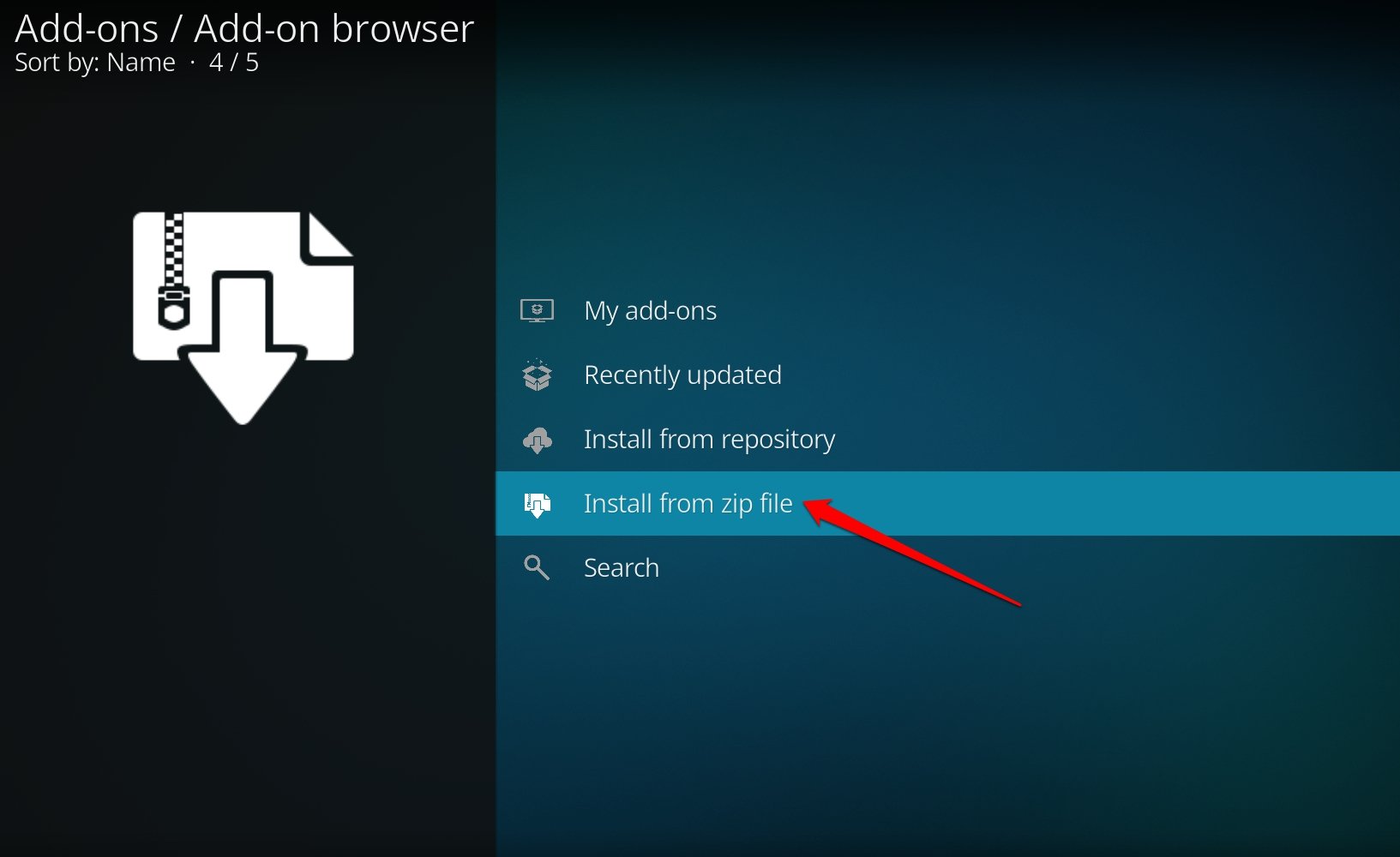 instalar add on do kodi a partir do arquivo zip