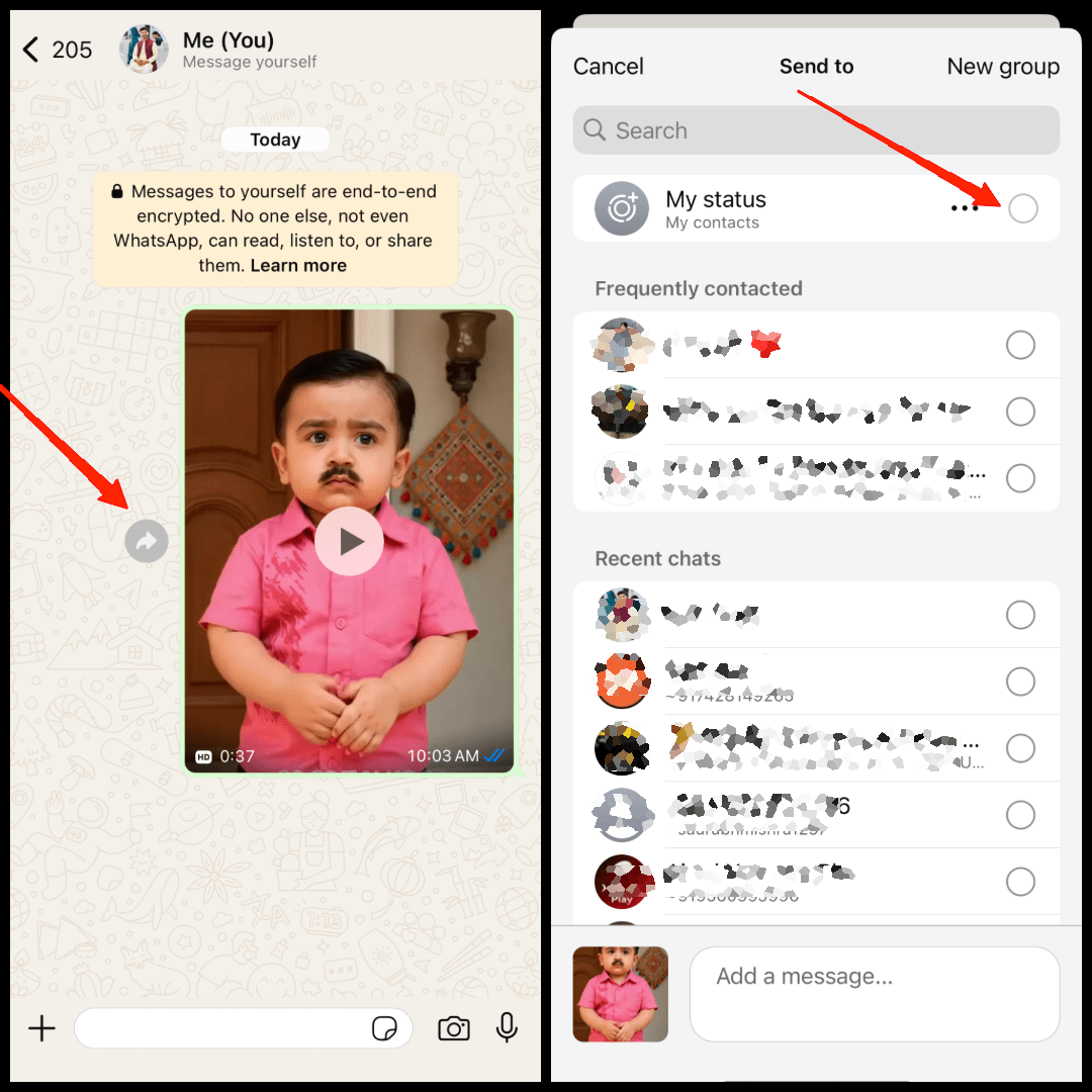 Uma vez feito, reenvie esse vídeo para ser definido como seu status do WhatsApp.