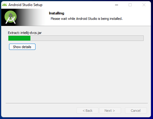 (8) Android Studio extraindo o pacote