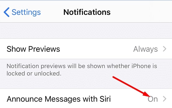 Désactiver la lecture des messages par Siri