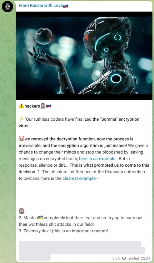 FRwL che pubblica su Somnia su Telegram