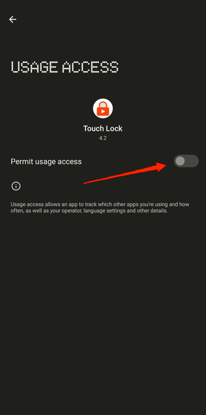 ve a Touch Lock y habilita el permiso