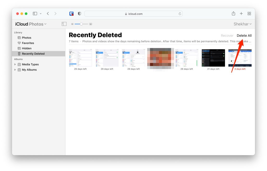 Eliminar permanentemente fotos de iCloud