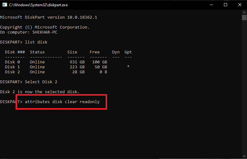 Remove Write Protection