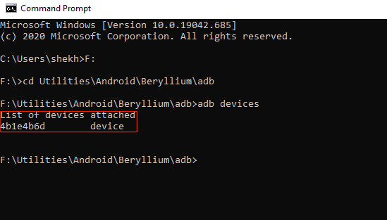 Dispositivo conectado ADB Fastboot